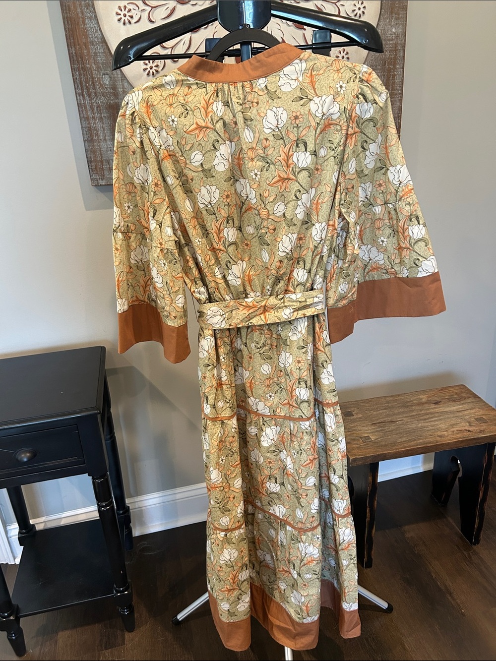 &MERCI NWOT Floral Maxi Dress with Rust Trim; fully lined - Picture 5 of 5